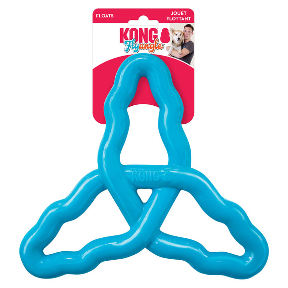 KONG Flyangle Large Floating Toy – Springy, Gentle on Teeth, Durable Blue Design