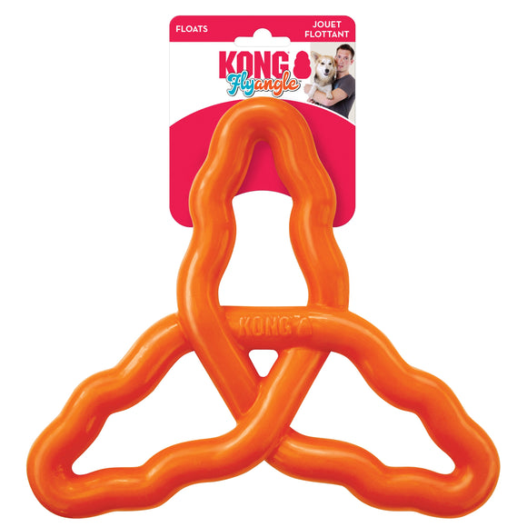 KONG Flyangle Large Floating Toy – Springy, Gentle on Teeth, Durable Blue Design
