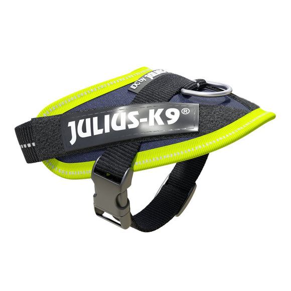 Julius-K9 IDC Powerharness Jeans Neon – Premium Denim Harness, Neon Accents, Baby 1 Size
