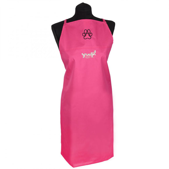 Yuup! Pink Grooming Apron – Protective Rubberized Material, Adjustable Black Design