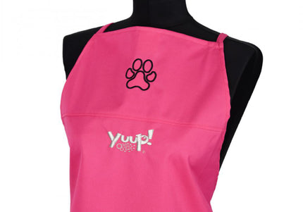 Yuup! Pink Grooming Apron – Protective Rubberized Material, Adjustable Black Design