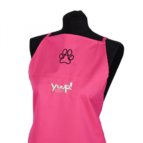 Yuup! Pink Grooming Apron – Protective Rubberized Material, Adjustable Black Design