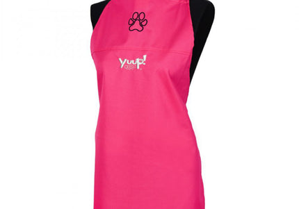 Yuup! Pink Grooming Apron – Protective Rubberized Material, Adjustable Black Design