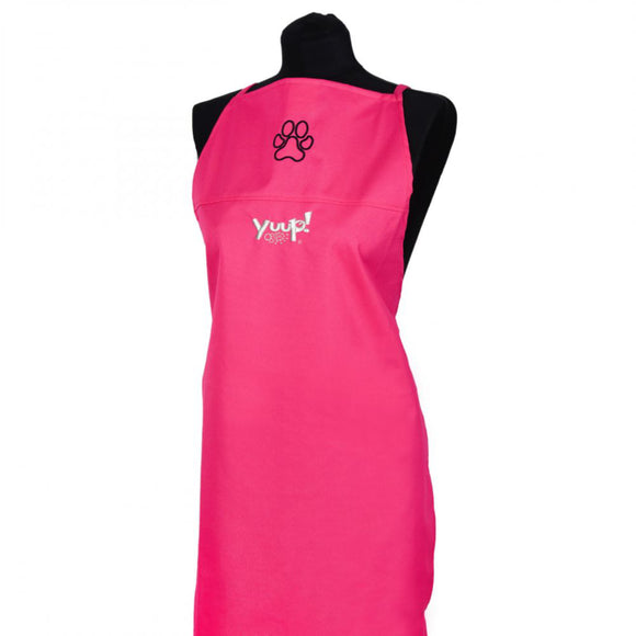 Yuup! Pink Grooming Apron – Protective Rubberized Material, Adjustable Black Design