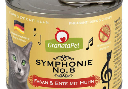 GranataPet Symphonie No. 8 High-Meat Cat Food – Pheasant, Duck, Chicken, 200g Can
