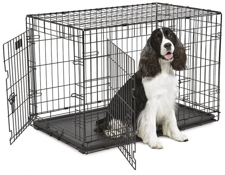 MidWest ConTour 836 DD Dog Cage – Black Metal Crate with Plastic Floor, 92x59x62 cm