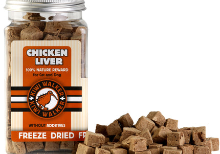 Kiwi Walker Chicken Liver Snacks – 100% Freeze-Dried Natural Treats, 115g Protein-Rich Pack