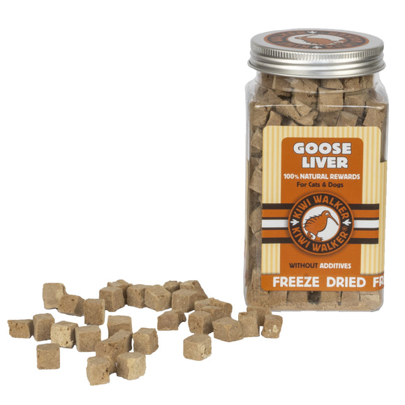 Kiwi Walker Freeze Dried Goose Liver Treats 120g – 100% Natural Single-Ingredient, Premium Protein Snack