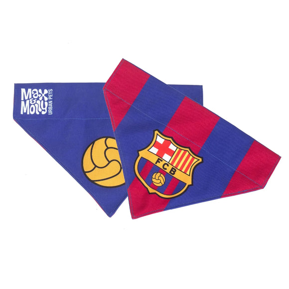 Max&Molly FC Barcelona Double-Sided Bandana – Large, Official Football Club Motif, Reversible Design