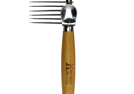 Bamboo Groom Dematting Rake Large – Natural Bamboo Handle, Wide Teeth, Tangle Removal Tool