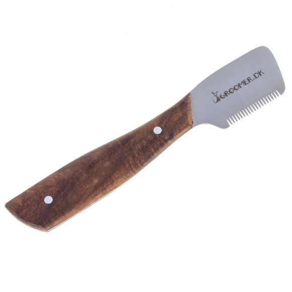 Groomer.dk Danish Classic Left-Handed Trimming Knife – Coarse Blade with Wooden Handle, Ergonomic Design
