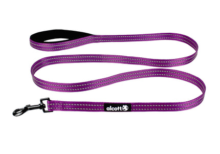 Alcott Adventure Leash 180cm Purple – Reflective Webbing, Medium, Durable Clip