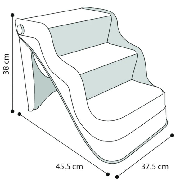 Flamingo Fola Dog Steps Black – Sturdy Plastic Pet Stairs, 38x46x38cm, Supports 50kg