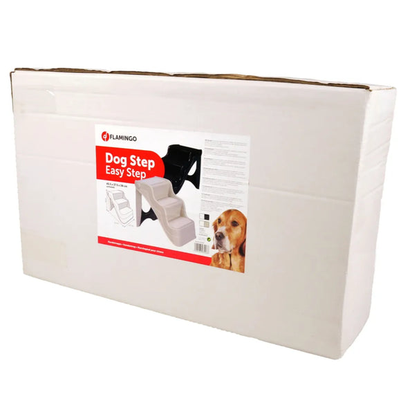 Flamingo Fola Dog Steps Black – Sturdy Plastic Pet Stairs, 38x46x38cm, Supports 50kg