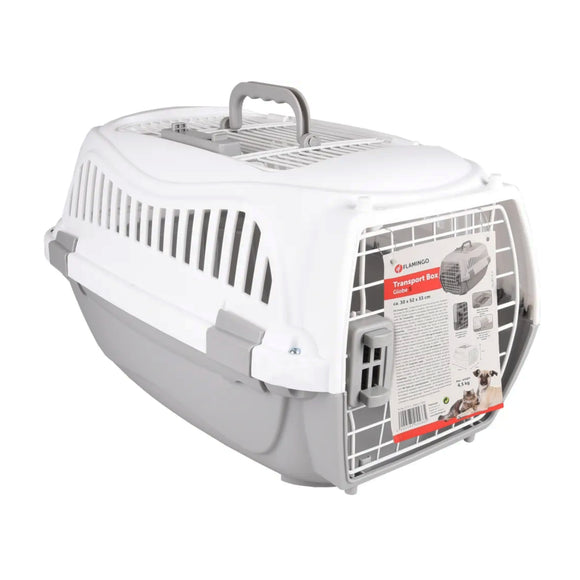Flamingo Globe Grey Transport Cage S – Compact Durable Carrier, Secure Ventilated Design, 4.5kg Capacity