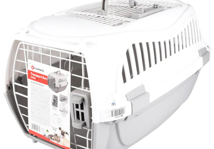 Flamingo Globe Grey Transport Cage M – Sturdy Pet Carrier, Secure Latch, Up to 9kg