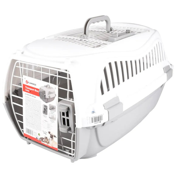 Flamingo Globe Grey Transport Cage M – Sturdy Pet Carrier, Secure Latch, Up to 9kg