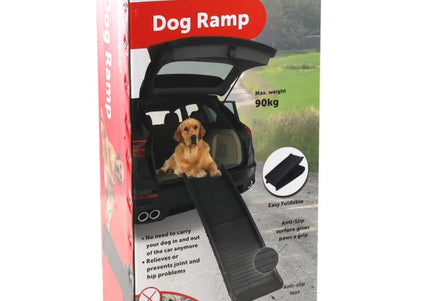 Flamingo Zenna Dog Ramp Black 156cm – Foldable, Sturdy Design Supports Up to 90kg