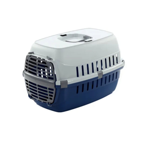 Flamingo Noah 1 Transport Cage – Sturdy Blue Carrier, Ventilated Design, Up to 5kg Pets