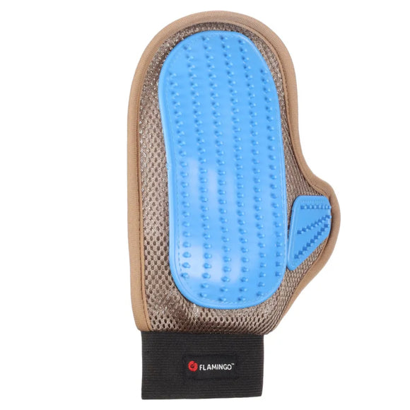 Flamingo Scrub Glove – Dual-Sided Grooming and Massage Glove with Soft Bristles