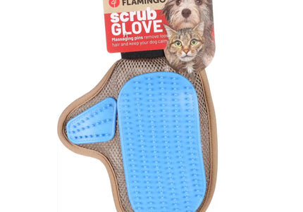 Flamingo Scrub Glove – Dual-Sided Grooming and Massage Glove with Soft Bristles