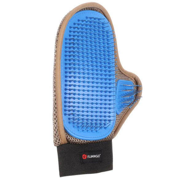 Flamingo Relax Grooming Glove – Soft Hair Removal and Massage Tool with Flexible Bristles