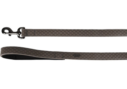 Flamingo Patti Grey Dog Leash – Eco-Leather, Embossed Pattern, Padded Handle, 130cm x 20mm