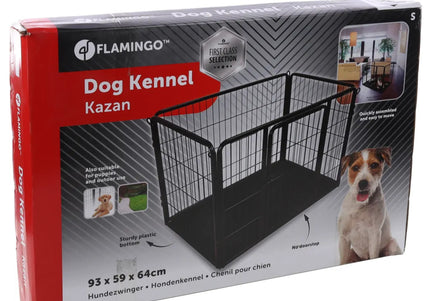 Flamingo Kennel Kazan Black Playpen with Floor – Medium, Sturdy Secure Enclosure