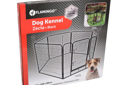 Flamingo Kennel Zecta Black Playpen – Stable 6-Panel Frame, 79x80cm, Secure Design