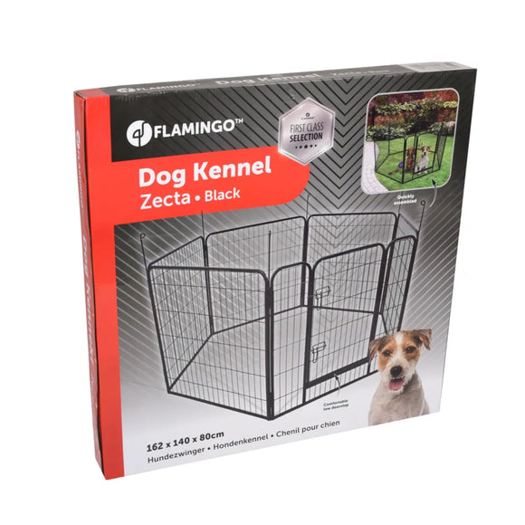 Flamingo Kennel Zecta Black Playpen – Stable 6-Panel Frame, 79x80cm, Secure Design
