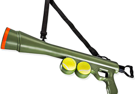 Flamingo Bazooka Tennis Ball Launcher – Long-Range 20m Durable Pet Toy