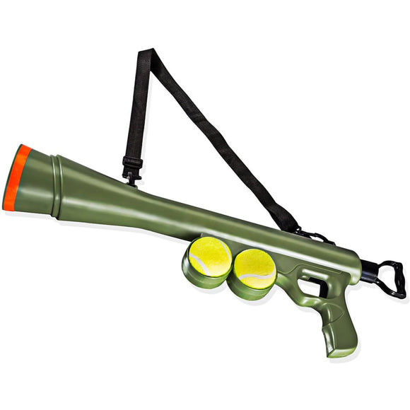 Flamingo Bazooka Tennis Ball Launcher – Long-Range 20m Durable Pet Toy