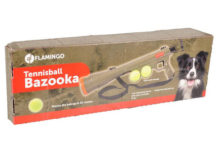 Flamingo Bazooka Tennis Ball Launcher – Long-Range 20m Durable Pet Toy