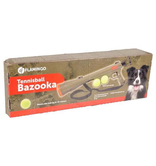Flamingo Bazooka Tennis Ball Launcher – Long-Range 20m Durable Pet Toy