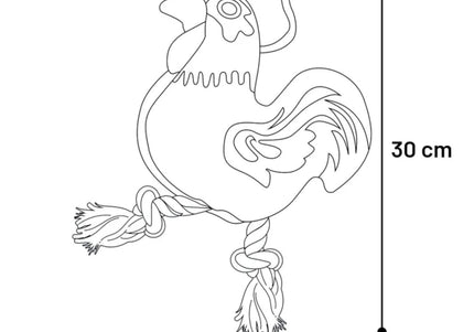 Flamingo Beige Rooster Plush Dog Toy – 30cm Rope and Squeaker, Durable Design