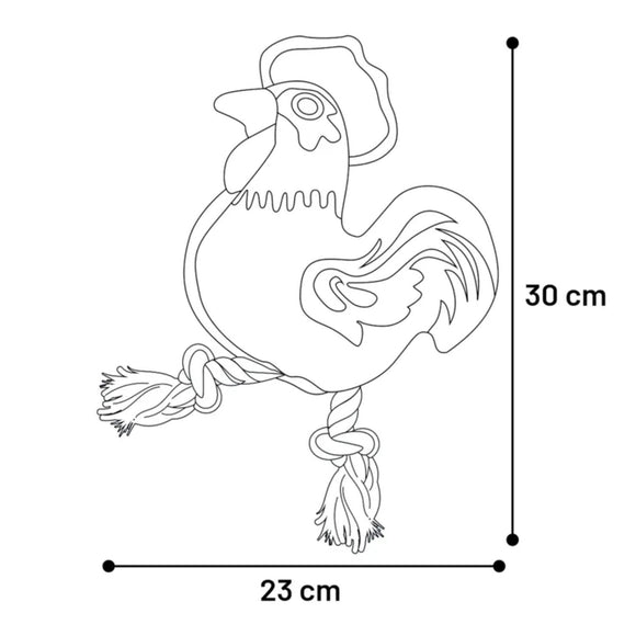 Flamingo Beige Rooster Plush Dog Toy – 30cm Rope and Squeaker, Durable Design