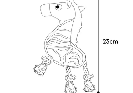 Flamingo Beige Zebra Dog Toy – 23cm Plush with Rope and Squeaker, Durable Design