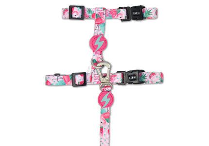 Dashi Flamingo Cat Harness and Leash Set – Adjustable, Lightweight, Vibrant Pattern
