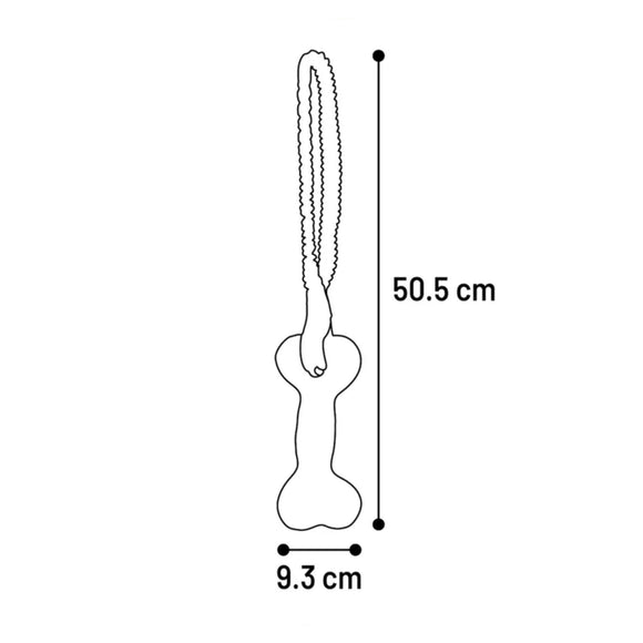 Flamingo Expanda Bone Fetch Toy – Elastic Handle, Durable Black and Red Design