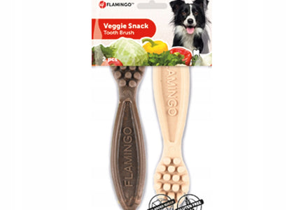 Flamingo Veggie Snacks 14.5cm – Toothbrush-Shaped Chews, Large Size, Dental Care Support