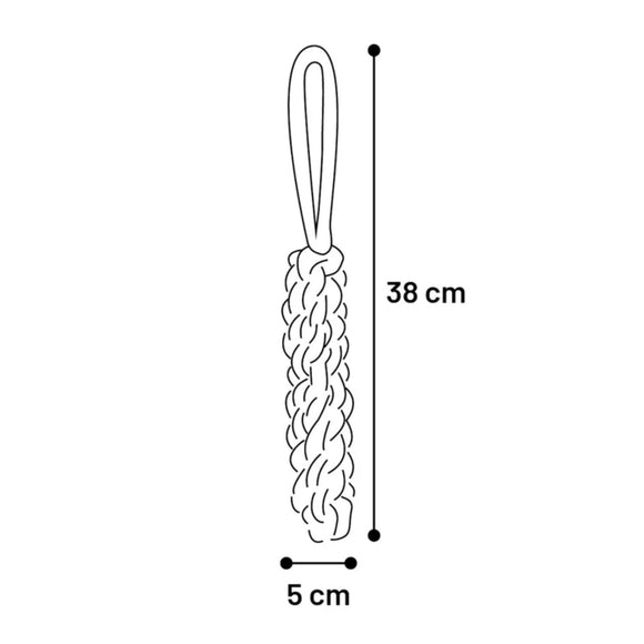 Flamingo Knotted Stick 38cm – Braided Tug Toy, Durable Blue and Yellow Design