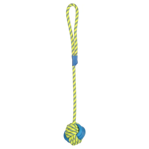 Flamingo Knotted Rope Ball 50cm – Durable Blue and Yellow Play Toy with Sturdy Construction