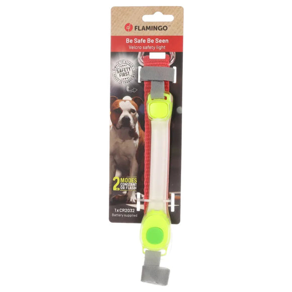 Flamingo Safety Strip LED Glowing Collar Strap – Yellow, Adjustable, High-Visibility Design