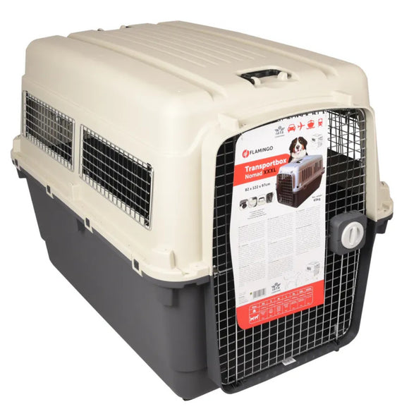 Flamingo Nomad IATA XXXL Transport Box – Extra Large Dog Carrier with Wheels, Supports 100kg