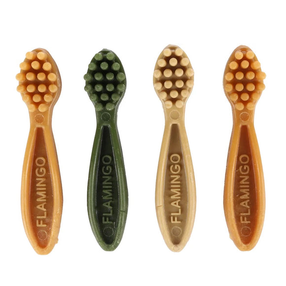 Flamingo Veggie Snacks 10cm – Toothbrush-Shaped Chews, Plant-Based, Promotes Dental Health