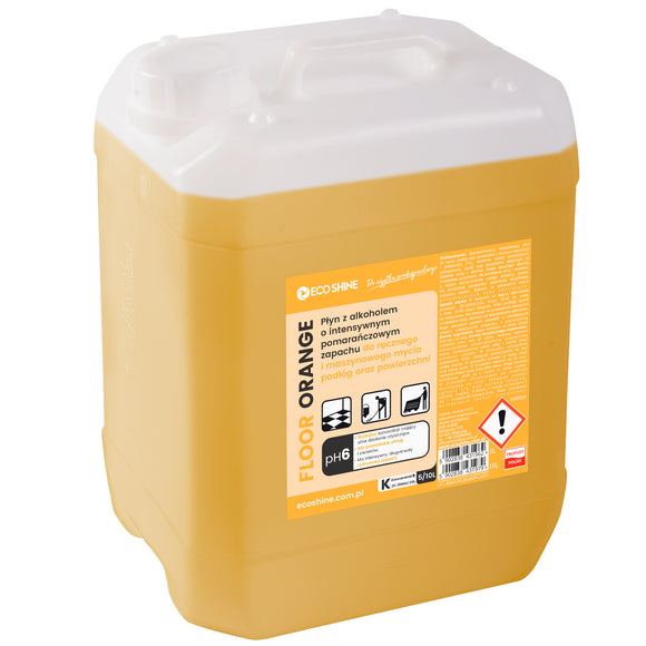 Eco Shine Floor Cleaner – Orange Scented, Low-Foaming Alcohol Formula, 5L