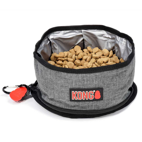 KONG Travel Fold-Up Bowl – Compact Collapsible Water and Food Bowl, Lightweight Design