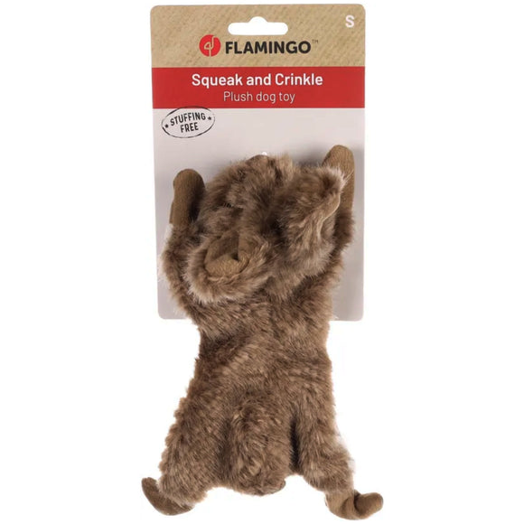 Flamingo Plush Rabbit Dog Toy – Soft Brown Squeaker Toy with Rustling Sound, Small Size
