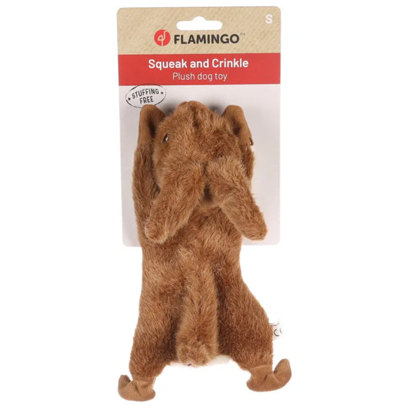 Flamingo Plush Rabbit Dog Toy – Large Light Brown, Rustling and Squeaky, Soft Plush Design