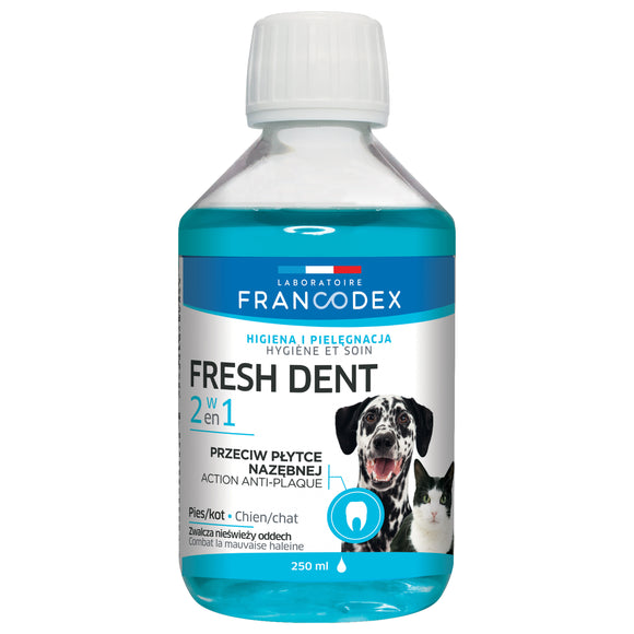 Francodex Fresh Dent 2in1 Oral Hygiene Liquid – Pomegranate Extract Water Additive, 250ml